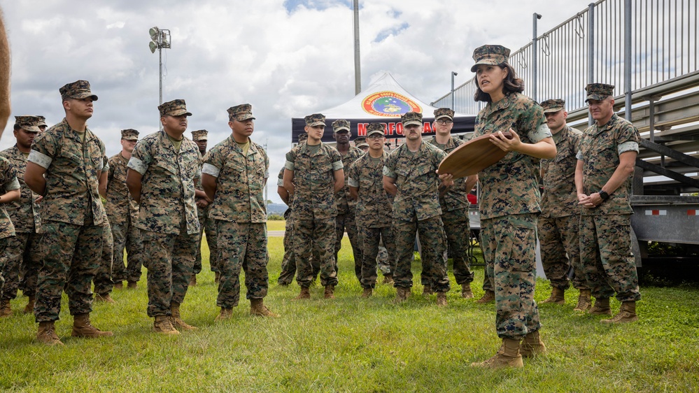 MARFORPAC HQ Company conducts change of command ceremony