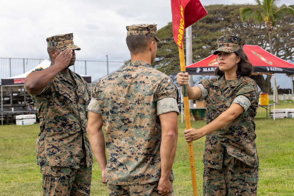 MARFORPAC HQ Company conducts change of command ceremony
