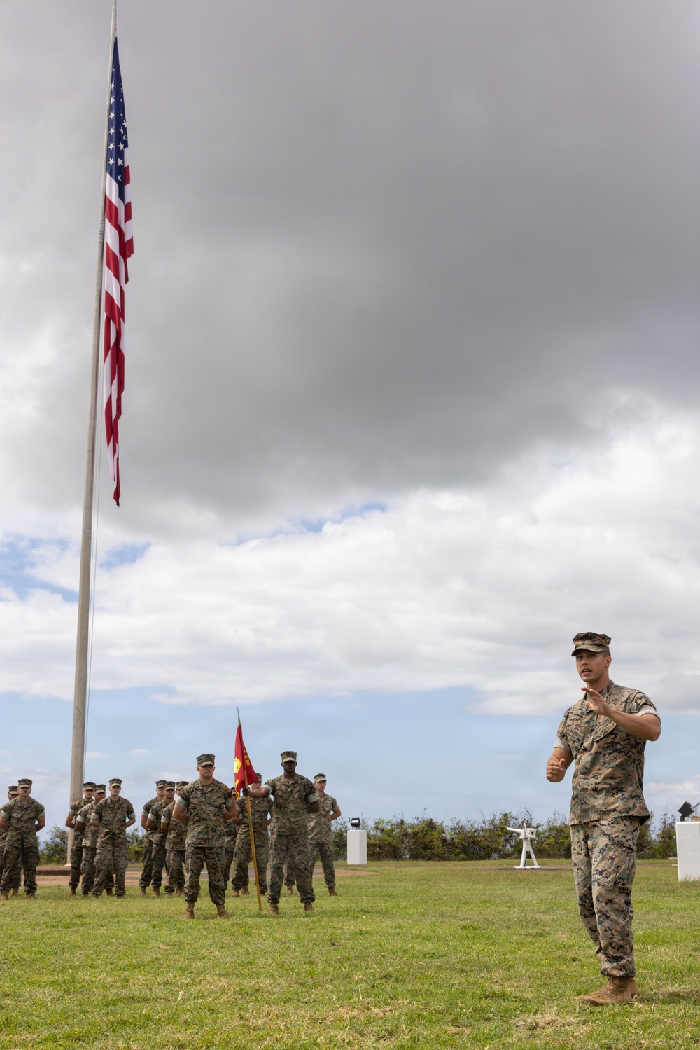 MARFORPAC HQ Company conducts change of command ceremony