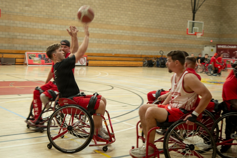 Basketball practice at the Marine Corps Air Force Trials