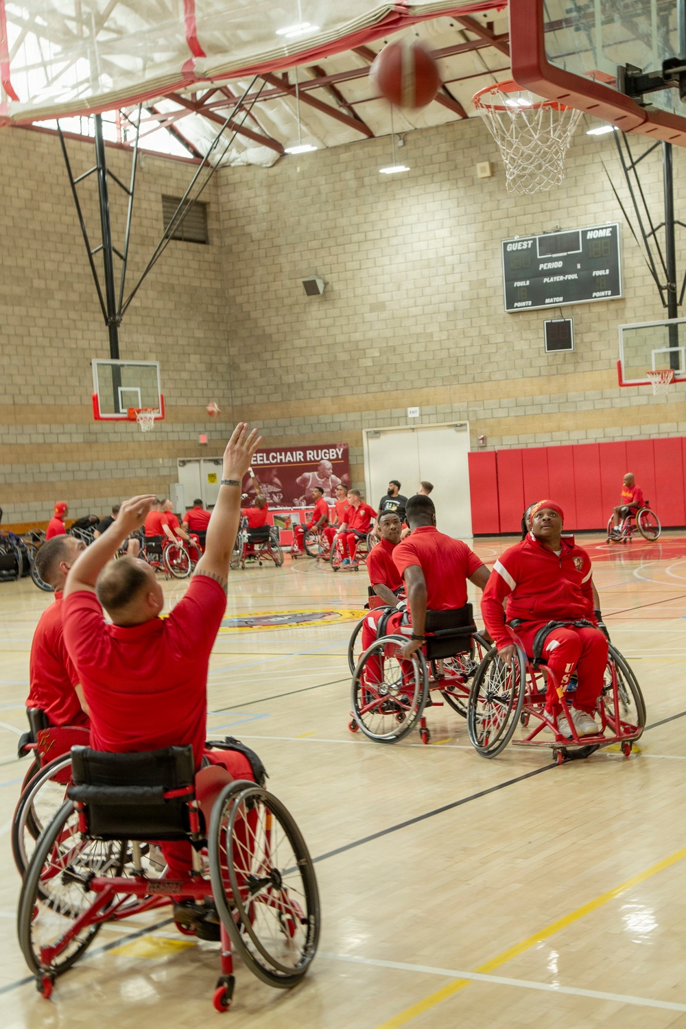 Basketball practice at the Marine Corps Air Force Trials