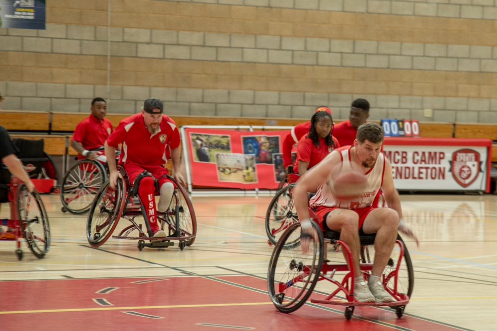 Basketball practice at the Marine Corps Air Force Trials