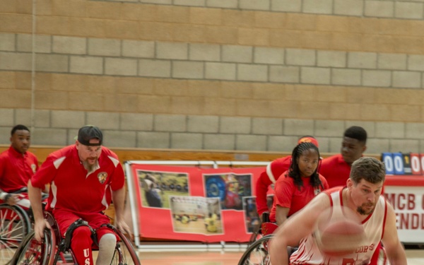 Basketball practice at the Marine Corps Air Force Trials