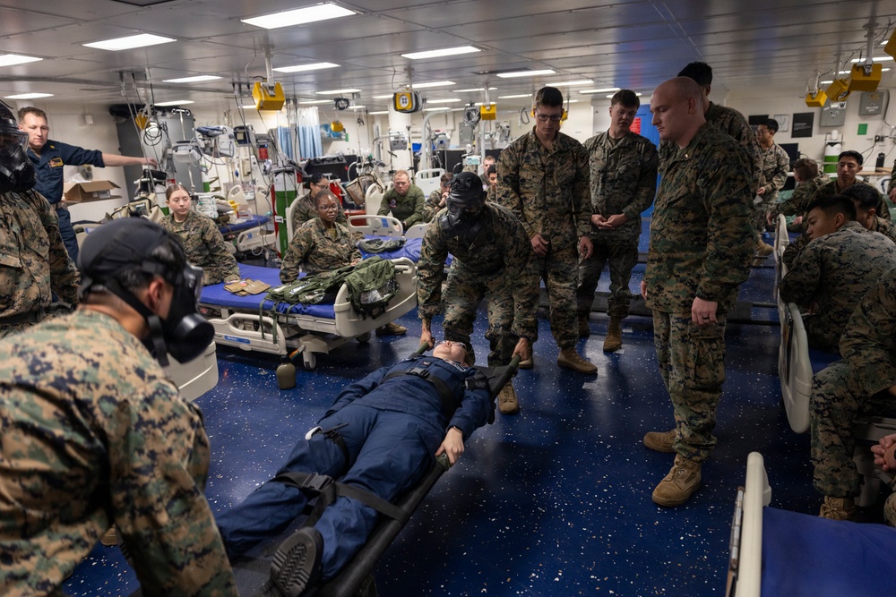 11th MEU Marines, Sailors Conduct CBRN Decontamination Training Aboard USS Boxer