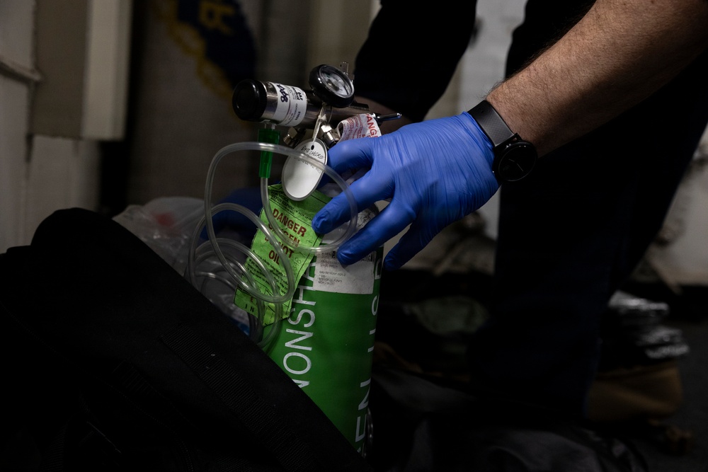 11th MEU Marines, Sailors Conduct a Simulated Casualty Drill Aboard USS Boxer