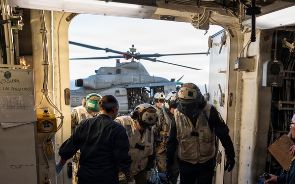 11th MEU Marines, Sailors Conduct a Simulated Casualty Drill Aboard USS Boxer