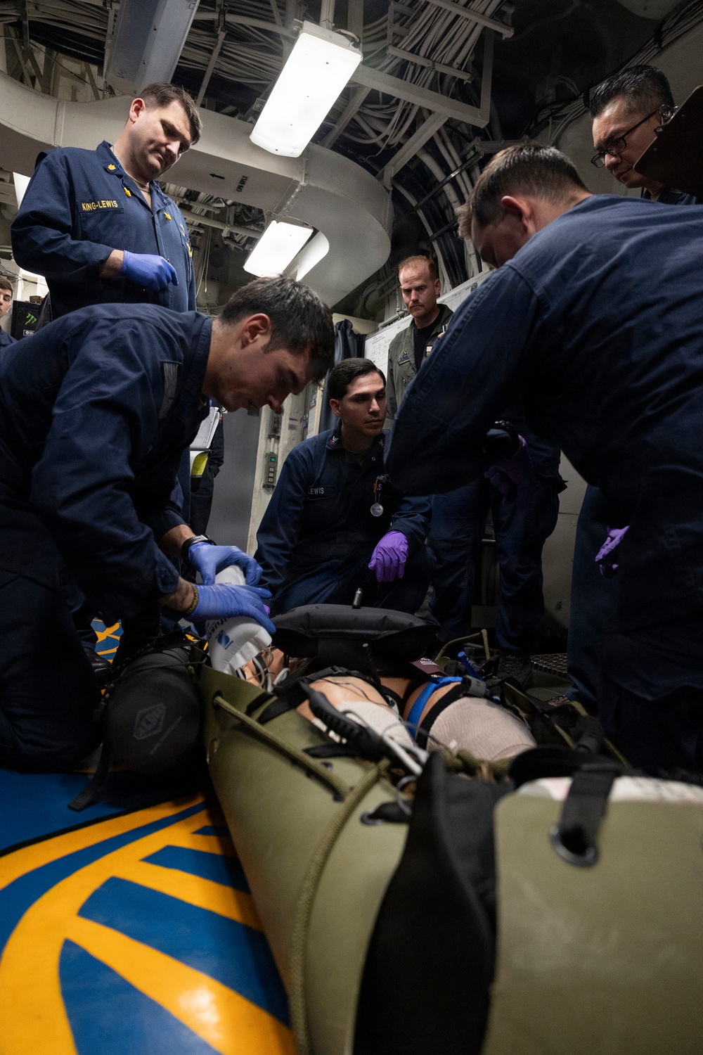 11th MEU Marines, Sailors Conduct a Simulated Casualty Drill Aboard USS Boxer