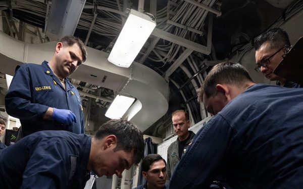 11th MEU Marines, Sailors Conduct a Simulated Casualty Drill Aboard USS Boxer