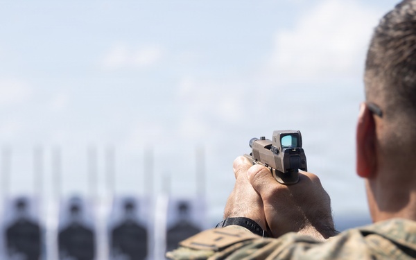 22nd MEU (SOC) | MSPF Marines Conduct Pistol Qualification Aboard USS Fort Lauderdale