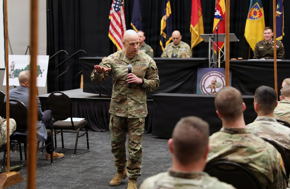 Director Stubbs speaks to Kentucky Guardsmen