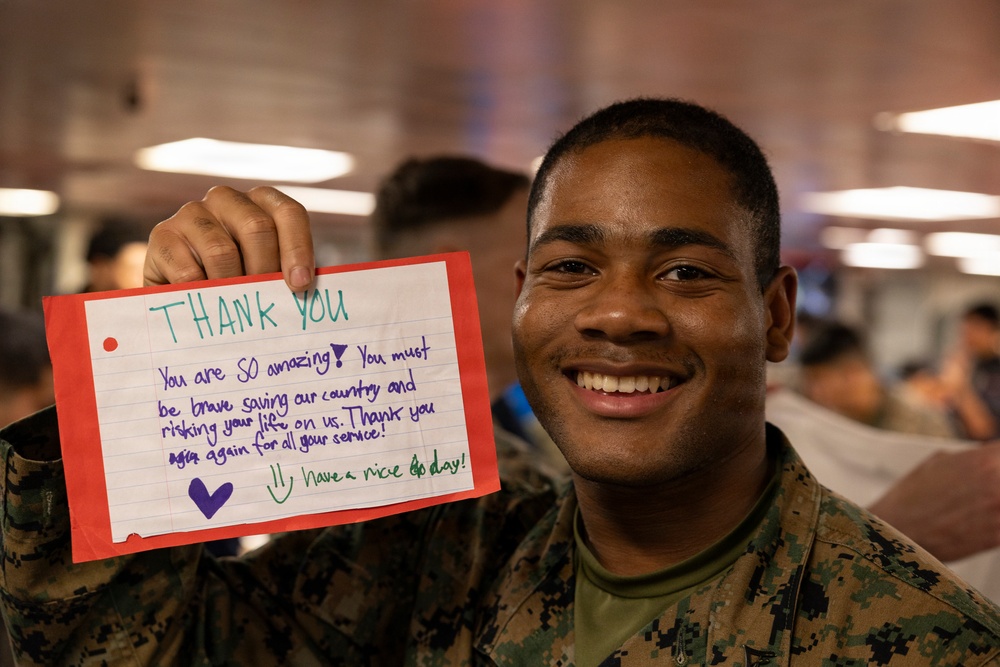11th MEU Marines, Sailors Receive Care Packages Aboard USS Boxer