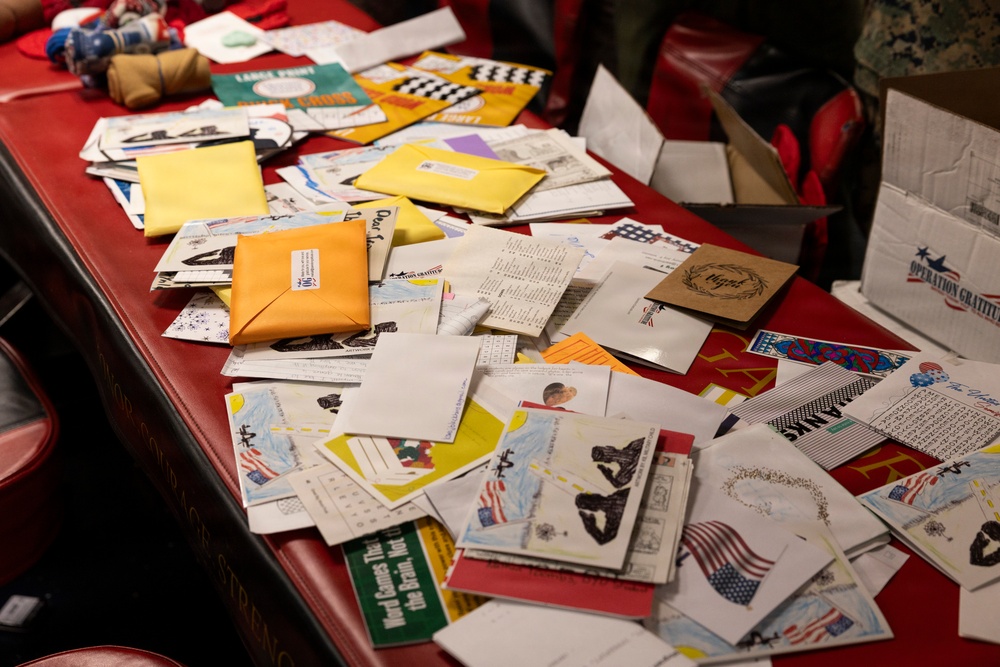 11th MEU Marines, Sailors Receive Care Packages Aboard USS Boxer