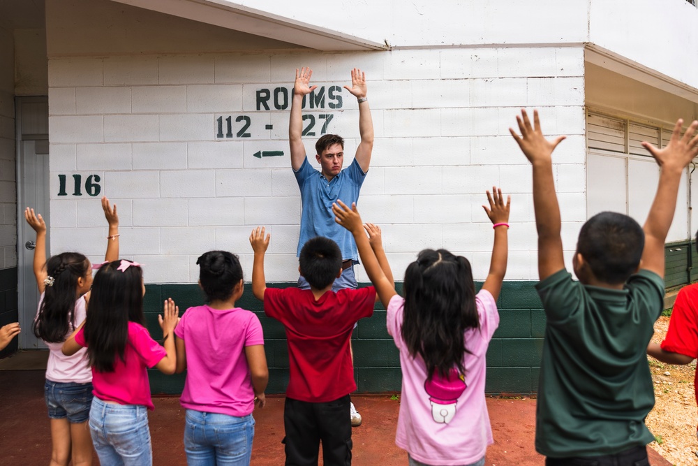 Camp Blaz Marines strengthen relationships with the students and staff of Finegayan Elementary School
