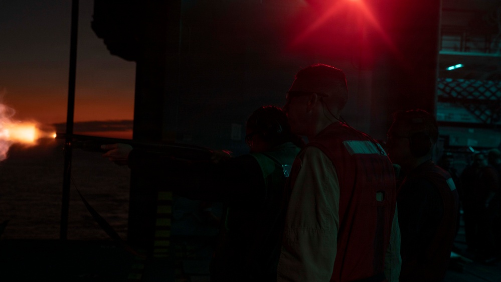 USS Tripoli Conducts Gun Shoot