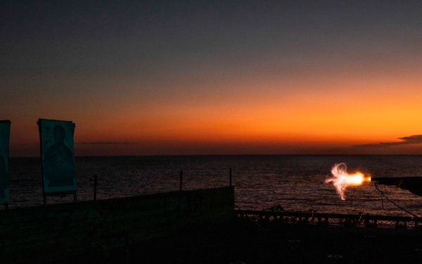USS Tripoli Conducts Gun Shoot
