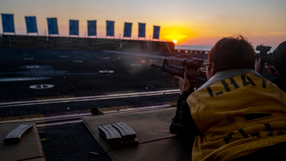 USS Tripoli Conducts Gun Shoot