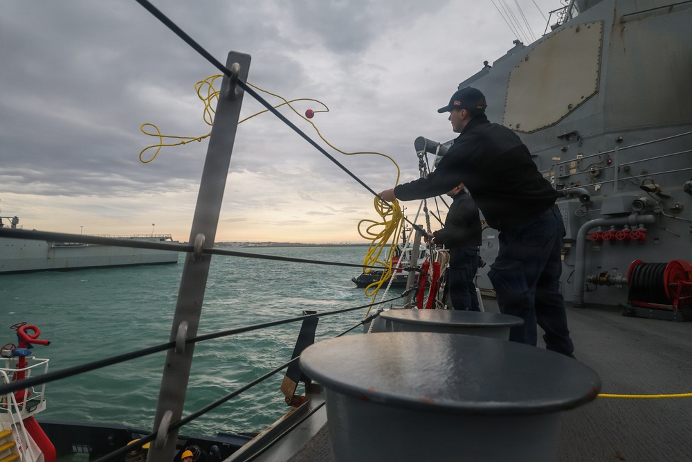 The USS Paul Ignatius (DDG 117) departs Naval Station Rota, Spain