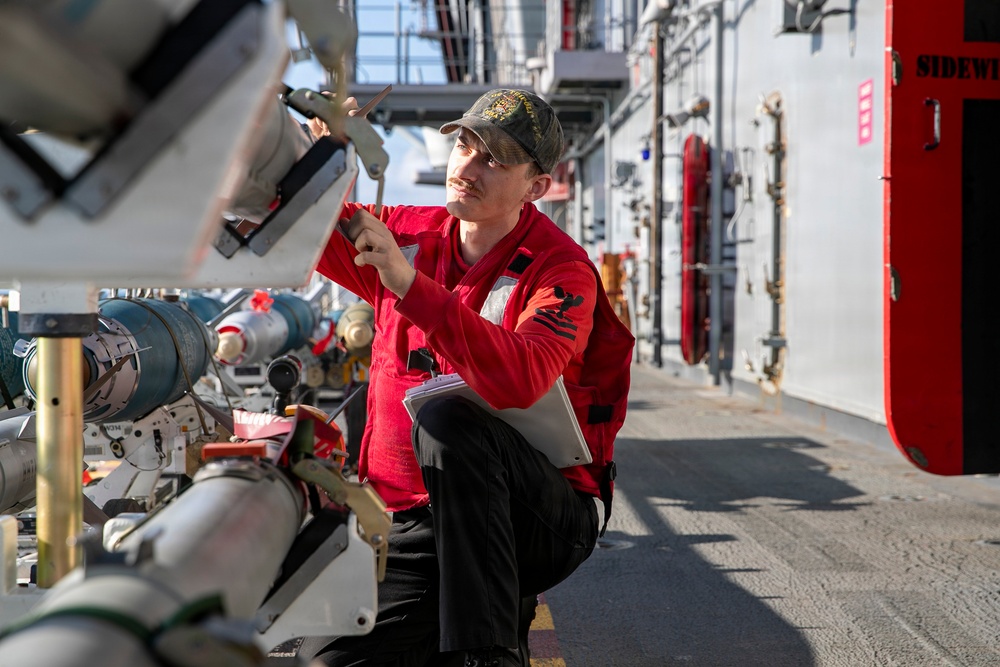 USS Tripoli Sailors Prepare Ordnance in “Bomb Farm”