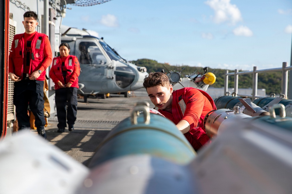 USS Tripoli Sailors Prepare Ordnance in “Bomb Farm”