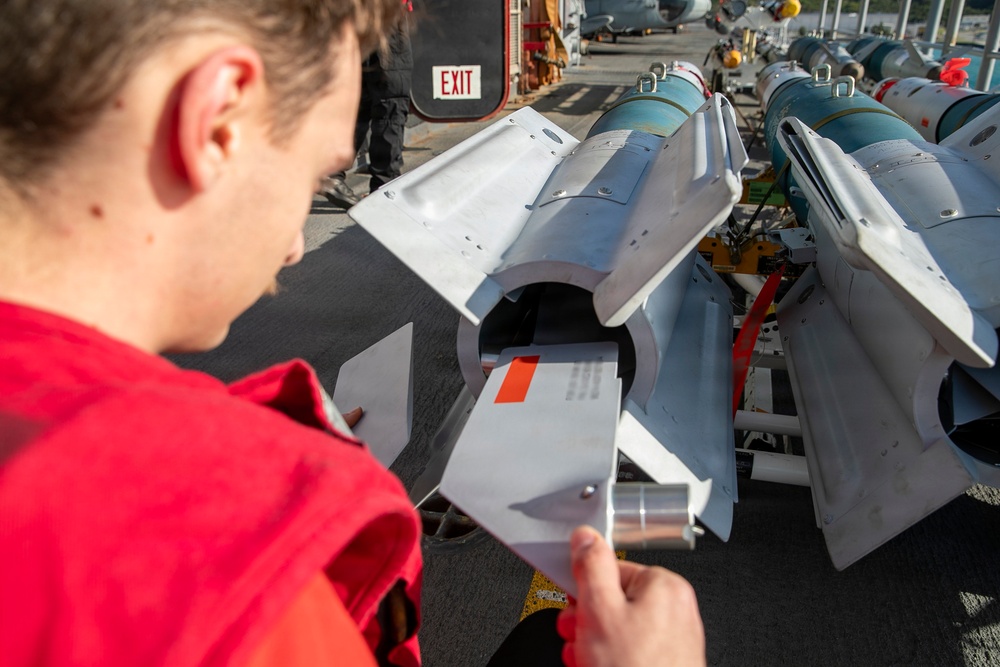 USS Tripoli Sailors Prepare Ordnance in “Bomb Farm”