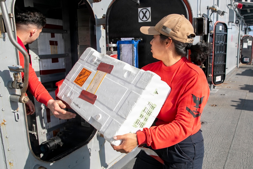 USS Tripoli Sailors Prepare Ordnance in “Bomb Farm”