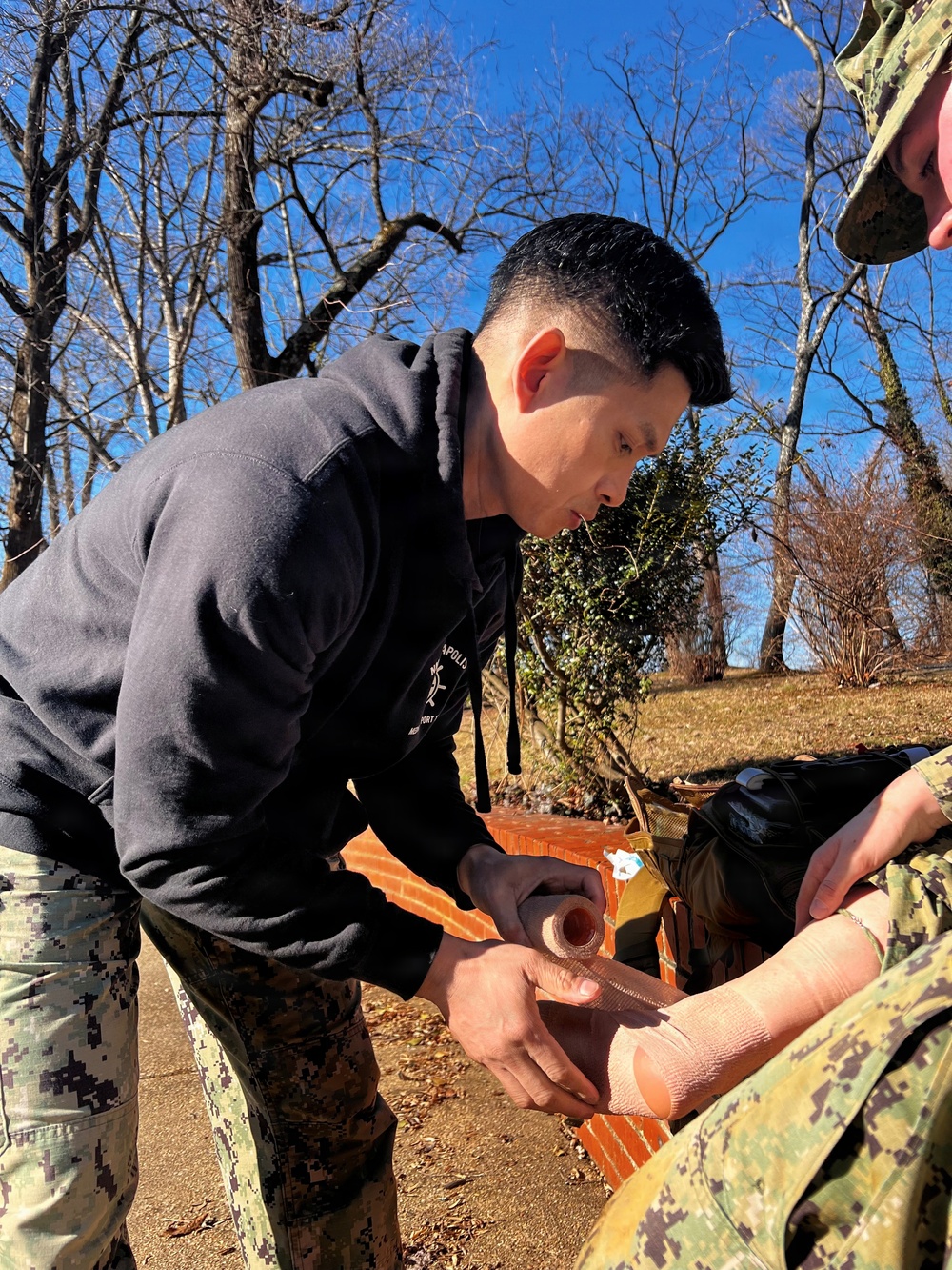 Hospital Corpsman 2nd Class Antonio Provides Operational Readiness Support During the USNA MARSOT Screener