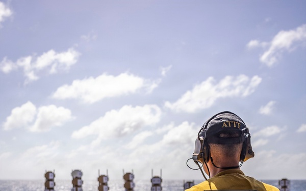 USS Iwo Jima Conducts a Live Fire Exercise