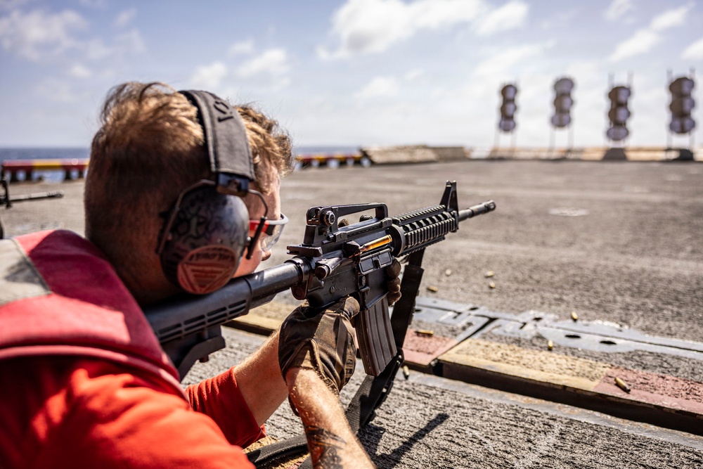 USS Iwo Jima Conducts a Live Fire Exercise