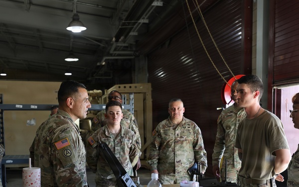 Senior enlisted sustainer visits motor pool
