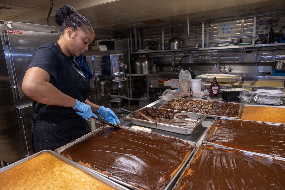 USS Iwo Jima Sailors Prepare Food for the Crew