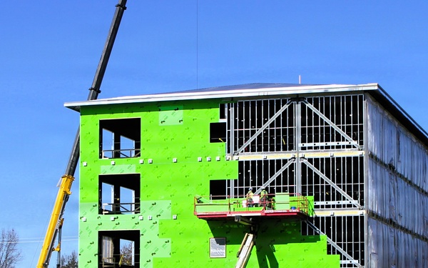 February 2026 construction operations for fiscal year 2024-funded $55.75 million Collective Training Officers Quarters Project at Fort McCoy