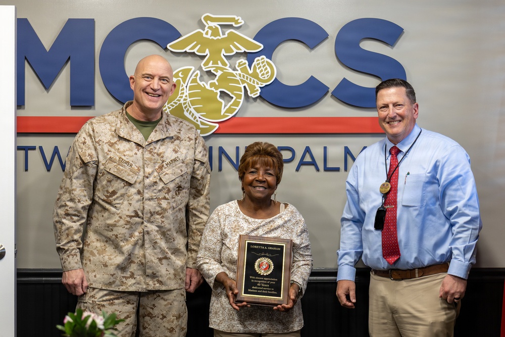 MCAGCC Honors MCCS Employee for 40 Years of Dedicated Service