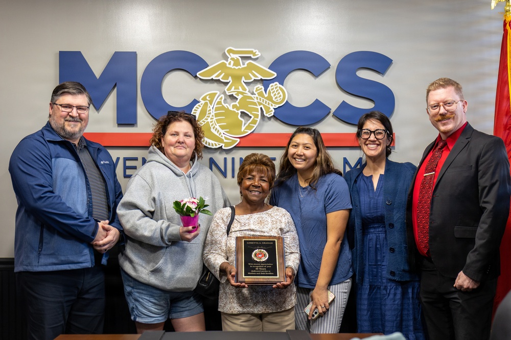 MCAGCC Honors MCCS Employee for 40 Years of Dedicated Service