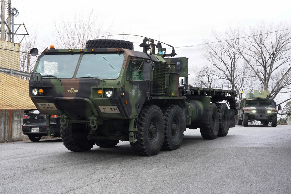 Convoy travels through Daegu during off-post training mission