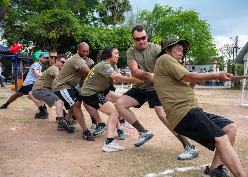 U.S. Military members participate in sports day during Exercise Cobra Gold 2026
