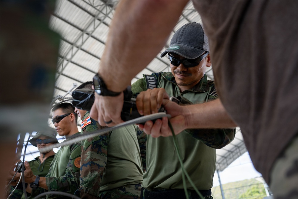 U.S. Navy and Royal Thai Navy EOD technicians build FMR charges during Cobra Gold 2026