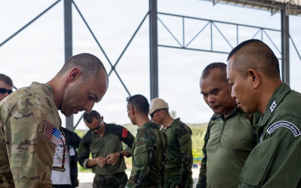 U.S. Navy and Royal Thai Navy EOD technicians build FMR charges during Cobra Gold 2026