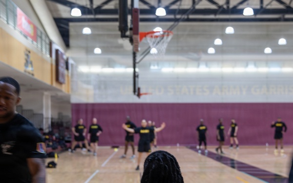 HHC Soldiers conduct CPT physical training at Camp Humphreys