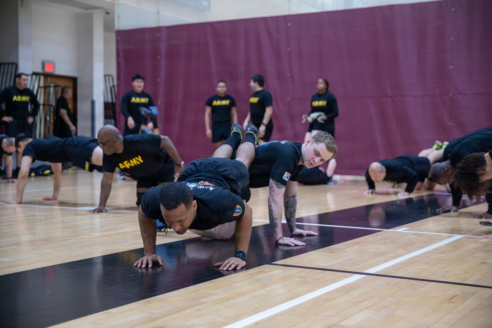 HHC Soldiers conduct CPT physical training at Camp Humphreys