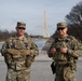 National Guard Soldiers patrol in front of the Lincoln Memorial