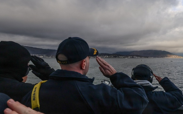 USS Paul Ignatius (DDG 117) transits through the waterways of His Majesty’s Naval Base Clyde, Scotland