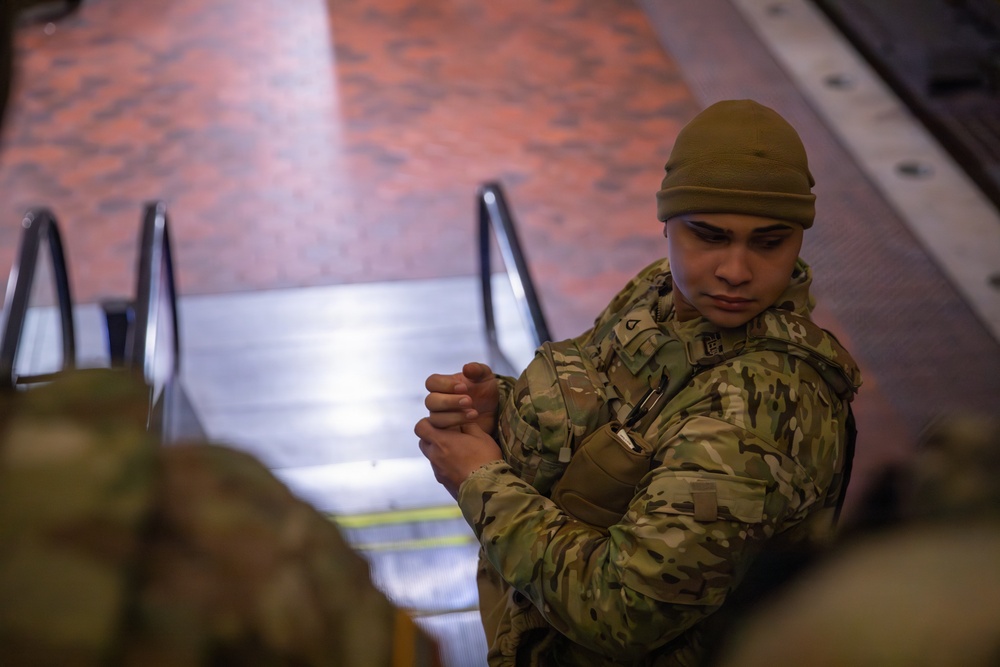 Mississippi National Guard Soldiers patrol in the Washington Metro