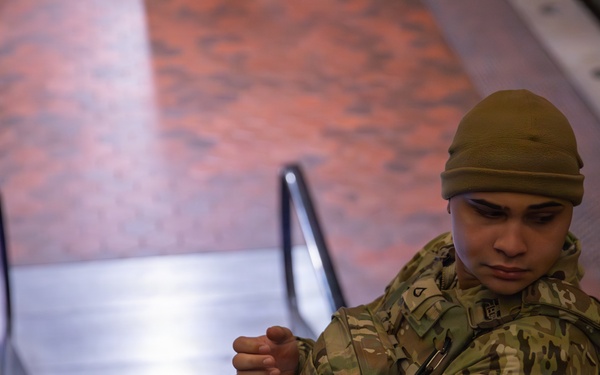 Mississippi National Guard Soldiers patrol in the Washington Metro