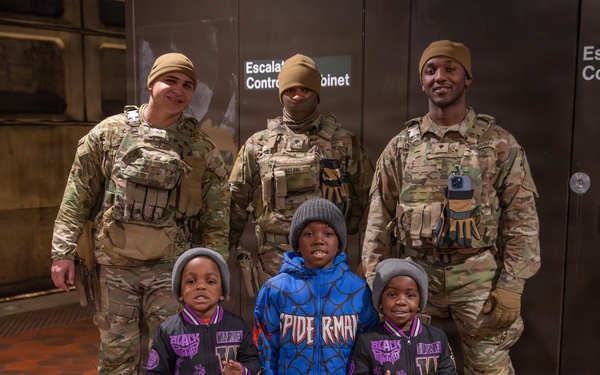 Mississippi National Guard Soldiers patrol in the Washington Metro