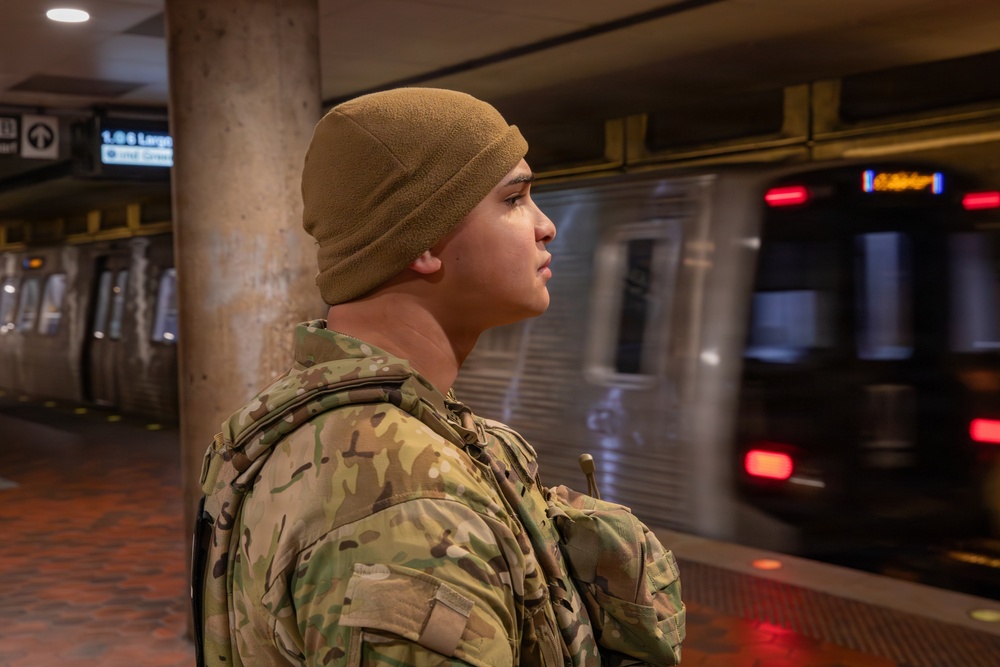 Mississippi National Guard Soldiers patrol in the Washington Metro