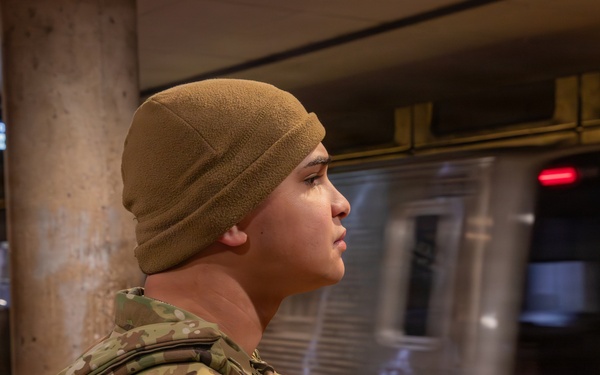 Mississippi National Guard Soldiers patrol in the Washington Metro