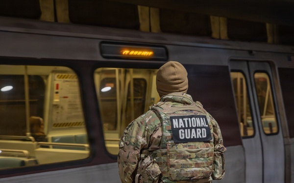 Mississippi National Guard Soldiers patrol in the Washington Metro