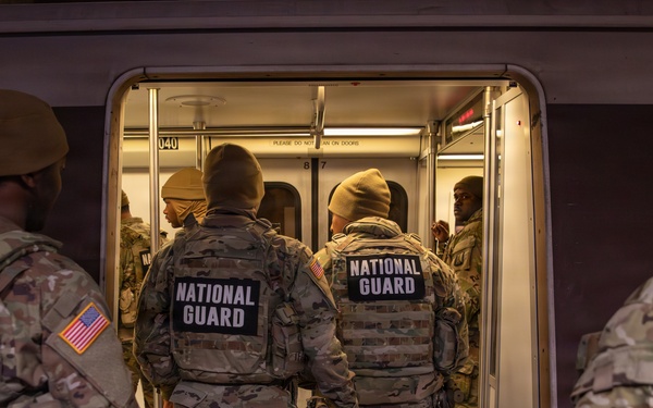 Mississippi National Guard Soldiers patrol in the Washington Metro