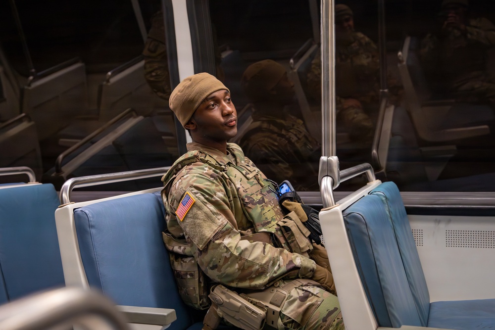 Mississippi National Guard Soldiers patrol in the Washington Metro