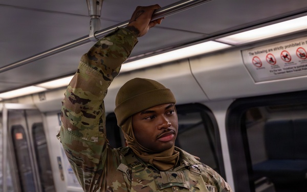 Mississippi National Guard Soldiers patrol in the Washington Metro